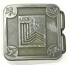 Vintage Olympic Winter Games Lake Placid 1980, Collectible Belt Buckle