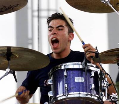 New Found Glory drummer Cyrus Bolooki performs at KXTE Xtreme Radi - Old Photo