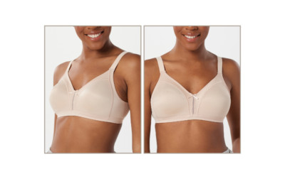 Bali Set of 2 Double Support Soft Touch Wirefree Bras Taupe Size 36 C A351140