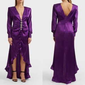 $2300 Alessandra Rich Purple Silk Dress 