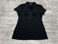 I.N. Studio Top Womens Small Black Shortsleeve V-Neck Polyester Blend Casual