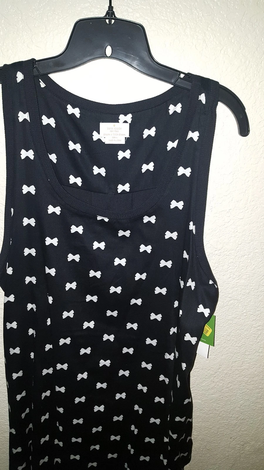 Nuovo con etichetta! Kate Spade New York Mini Chemise Nera con Fiocchi XL