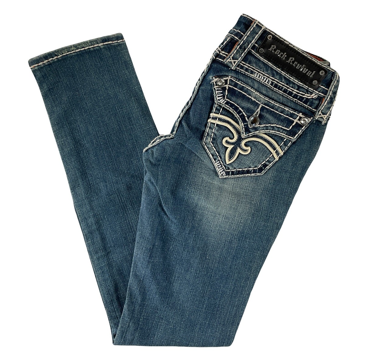 Rock Revival Jeans Low Rise Elena Flap Pocket Skinny Stretch 26 x