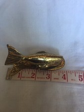 VINTAGE DESK OFFICE 4" LONG BRASS WHALE PAPER CLIP HOLDER