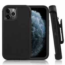 For iPhone 12 PRO MAX Case With Clip Belt Clip Fits Otterbox Defender Black