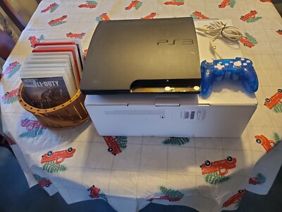 Sony PlayStation 3 Slim 120GB Console - Black Plus 10 Games