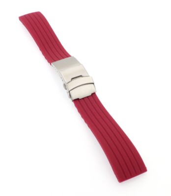 XL-Silikon Uhrenarmband Modell Kreta-FS-S rot 24 mm, Faltschließe