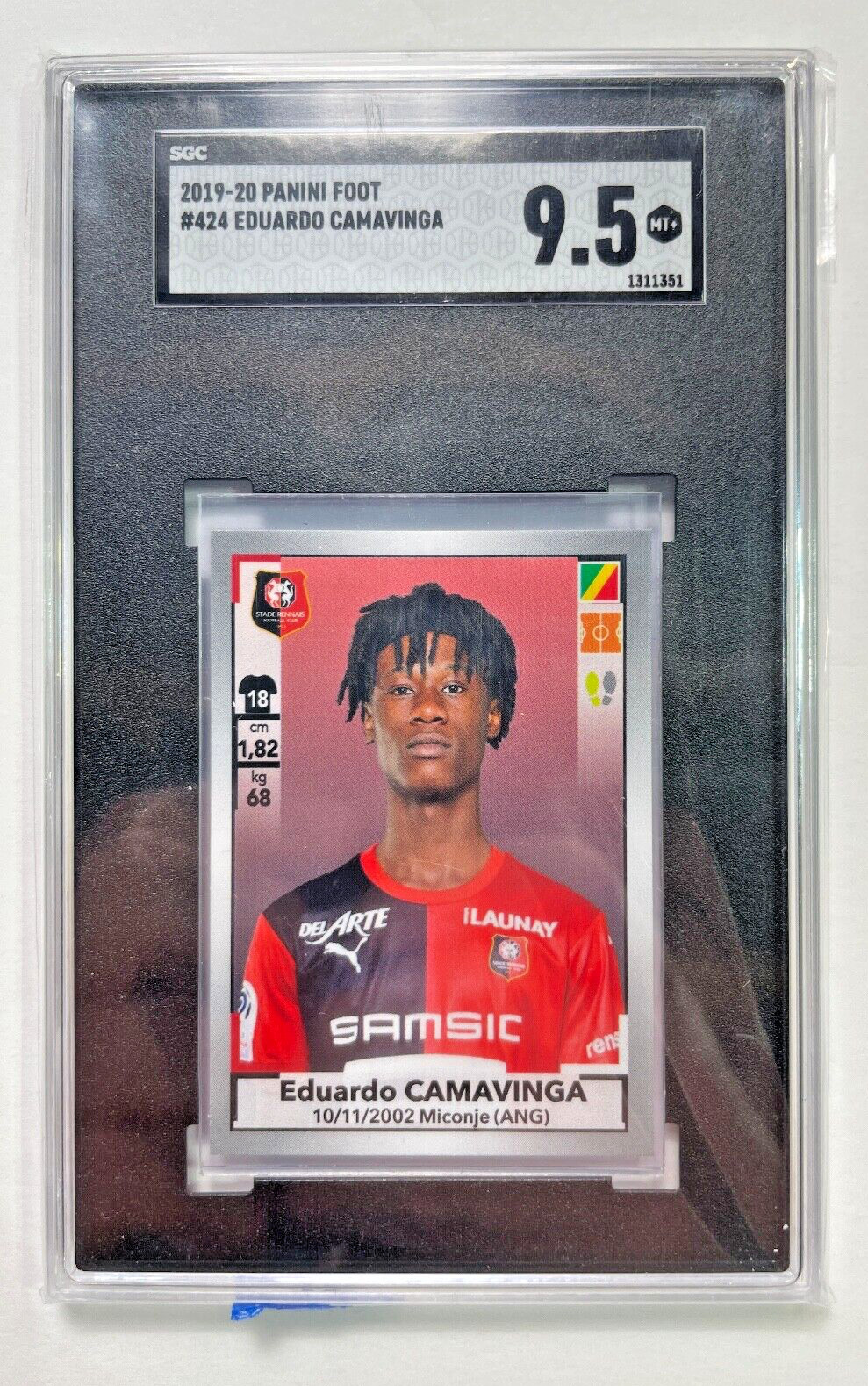2019-20 Panini Foot, card #424, Eduardo Camavinga, SGC 9.5