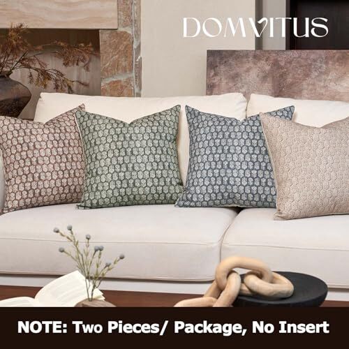 Floral Pillow Covers Set of 2, 24x24 Pillow Covers, 24" x 24" Dusty