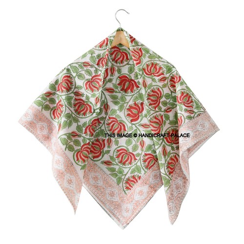 Paréo / écharpe Indien En Coton Imprimé Bloc - Fait Main En Inde - Multicolore Floral - Neuf étiqueté