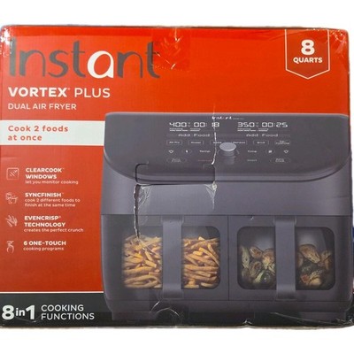 Instant Vortex Plus 8 Qt Air Fryer Non-Stick Dishwasher Safe Black 1700W