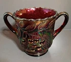Antique Millersburg  Glass Co Amethyst Carnival Glass "Hanging Cherries" Spooner