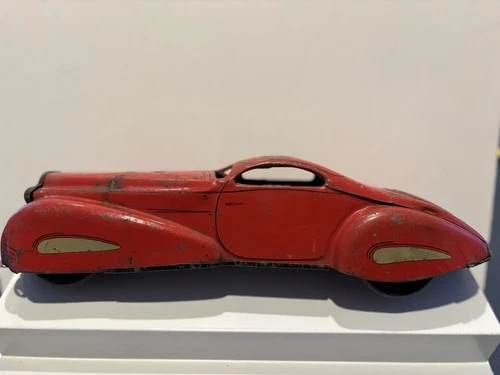 1930’s Marx Model #711 Streamline Art Deco Clock Work Wind Up Red Coupe