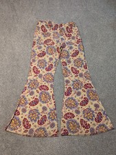 Vintage Hippie Pants Womens 28x29 Floral Paisley 60s 70s Flared Disco