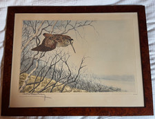 DANCHIN Léon  gravure Bécasse en vol superbe signature  134/500 TBE Woodcock VGC