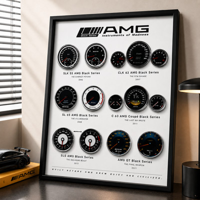 AMG Black Series Evolution Dashboard Gauge Wall Art Framed Display Mercedes AMG