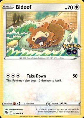 Bidoof 059/078 Pokemon GO Common Colorless