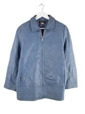 Vintage Damen 00s Leder Jacke Blau S