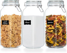 78Oz Glass Food Storage Jars with Airtight Clamp Lids, 3 Pack Large Kitchen Cani