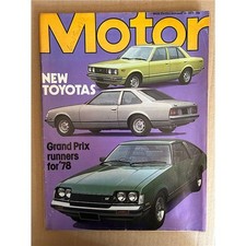 TOYOTA CELICA MOTOR MAGAZINE JANUARY 14 1978 - new toyota cover with feature + A