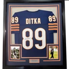 FRAMED Autographed/Signed MIKE DITKA 33x42 Chicago Blue Football Jersey JSA COA