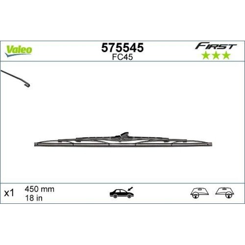 Wischblatt Valeo 575545 First FüR Mitte Beifahrerseitig Fahrerseitig Hinten-image