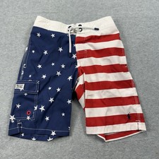 Polo Ralph Lauren USA Flag Swim Trunks Boys 8 Youth Patriotic Board Shorts