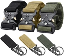 3-Pack Military Style Tactical Belts for Men, Quick-Release Metal Buckle with...