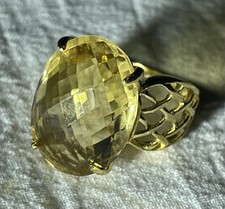 20 .00 Ct Citrine 18k Yellow Gold Over Sterling Silver Ring Size 7