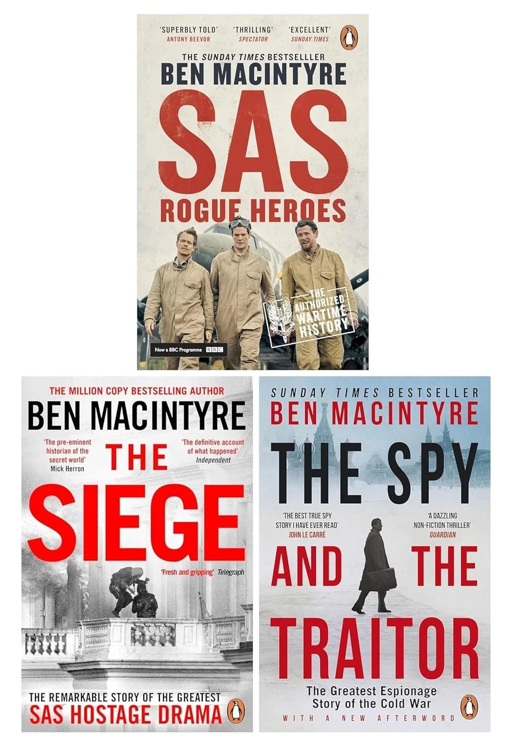 Ben Macintyre Unisex Grey/Red 3 Books Collection Set (The Spy And The Traitor, Sas: Rogue Heroes & The Siege) - Image 3