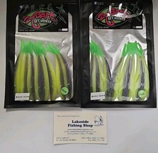 2 PACKS 27 BAIT CO 4" PLASTIC LURES DIRTY JULES GLOW HOT DETROIT RIVER COLOR 