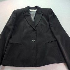 Tahari Arthur S Levine Black Whipstitch Trim Blazer Jacket Women Size 10 Classic