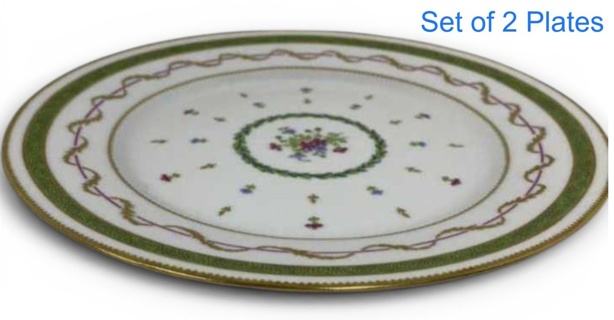Set of 2 Plates / HAVILAND Limoges Vieux Paris Vert 10.3inch Made 