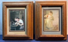 Vtg Emily Farmers Print Kitty's Breakfast & Fritz Zuber-Buhler Feeding Time