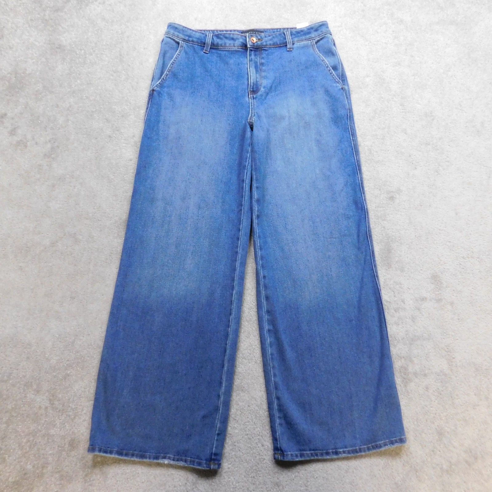 Sanctuary Denim Wide Leg Jeans Womens 31 Blue Stretch High Rise Baggy Slash