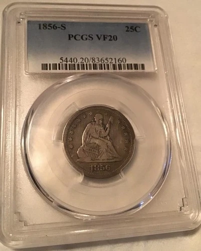 1856 S Seated Liberty Quarter PCGS VF20