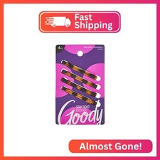 Goody Stay Tight Hair Barrettes, 4 Ct, Mock Tort, SlideProof Flat Clips, Comfort