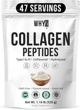 Bovine Collagen Peptides Powder Grass-Fed Type I III Hydrolyzed Non-GMO 1.16lb