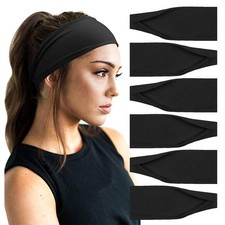 6 Pack Non-Slip Elastic Yoga Sports Headbands for Women   Workout  Running
