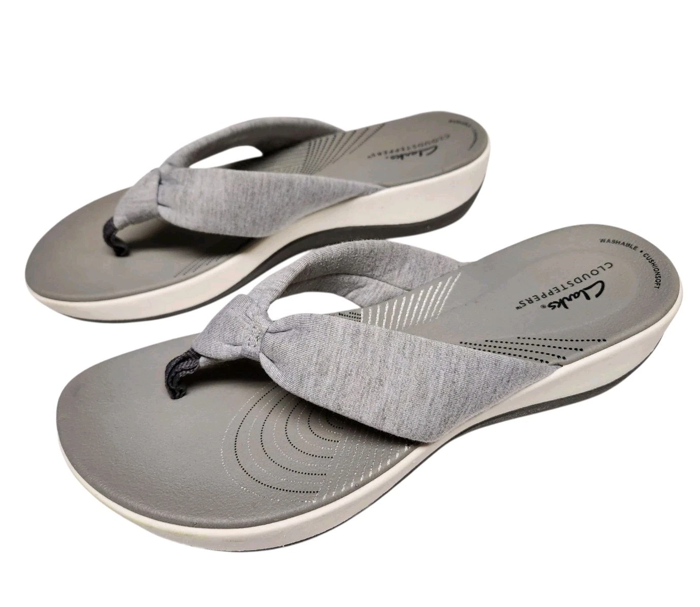 Clarks Cloudsteppers sandalo donna infradito grigio cuscino lavabile taglia 10