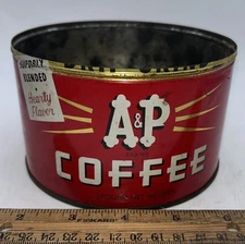 Vintage A&P Coffee Drip Grind One Pound Coffee Tin Missing Lid