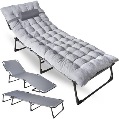 ZONETECH Folding Cot & Pad Mattress 4 Positions Adjustable, TA0019 - Gray