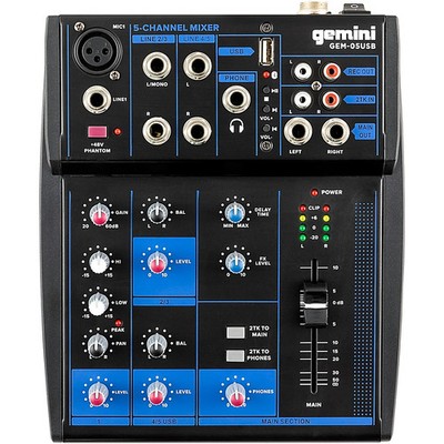 Gemini GEM05USB 5 Channel USB mixer with Bluetooth