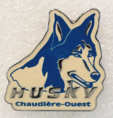 #ad Husky Chaudière Ouest Pinback Button Metal Enamel Husky Head $15.95