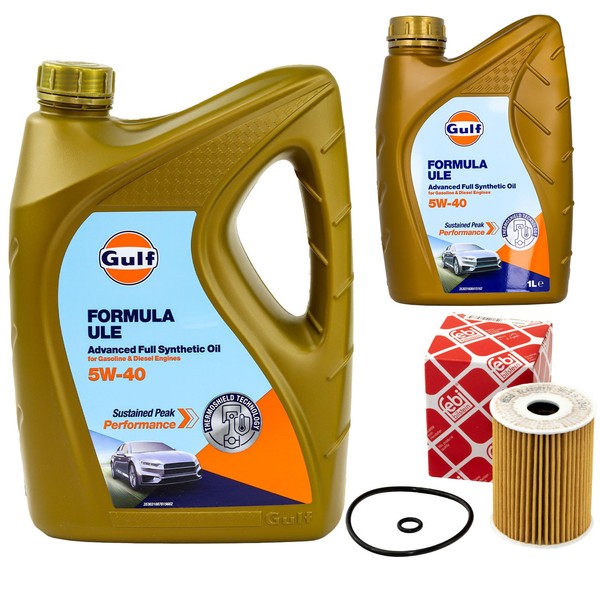 MotoröL Set Gulf Formula ULE 5W-40 6 Liter + ÖLfilter FüR Chevrolet Cruze 2.0-image