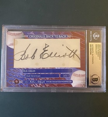 Historic Cut Autographs Back To Back Bob Elliot 1948 Bowman 2/2 6 All Star MVP