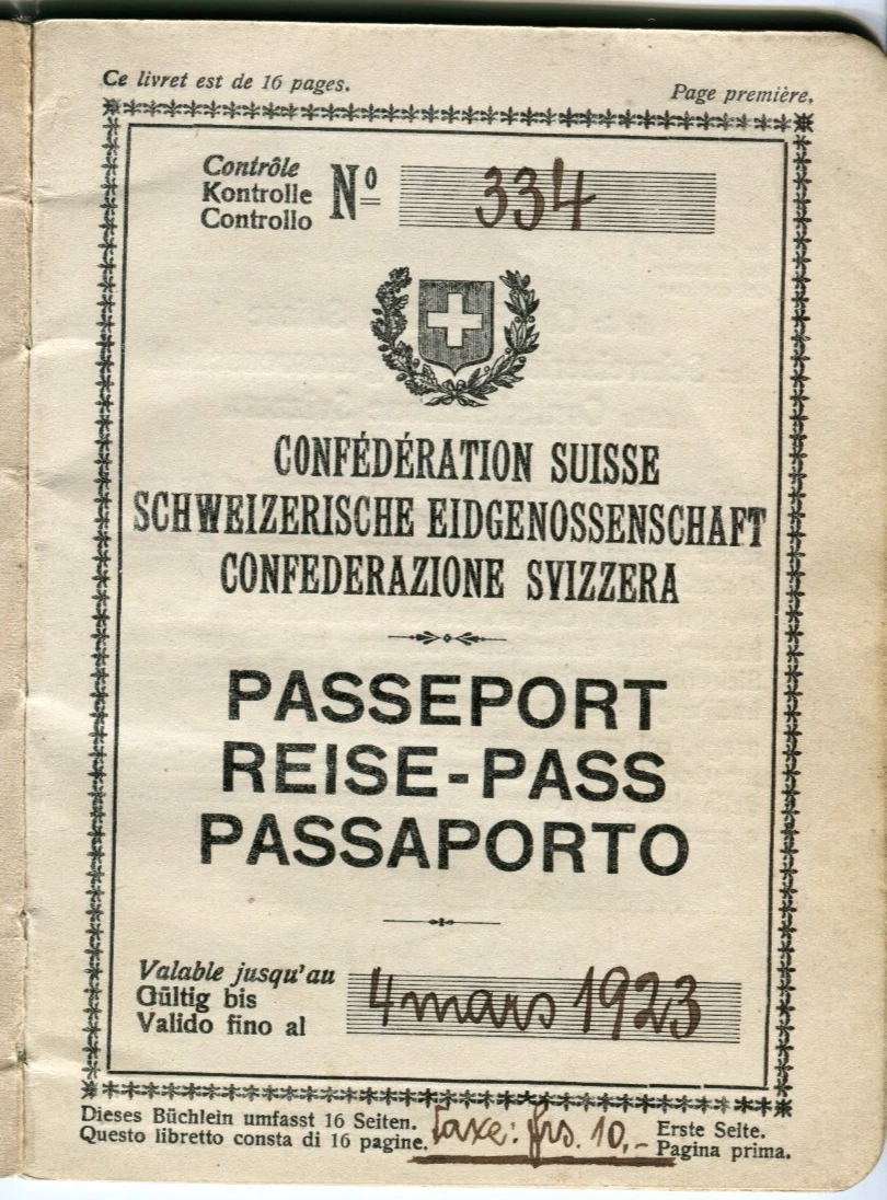 1923 Switzerland Passport with US Visa Stamps & Consulate Receipt Free Shipping - Foto 1 di 1