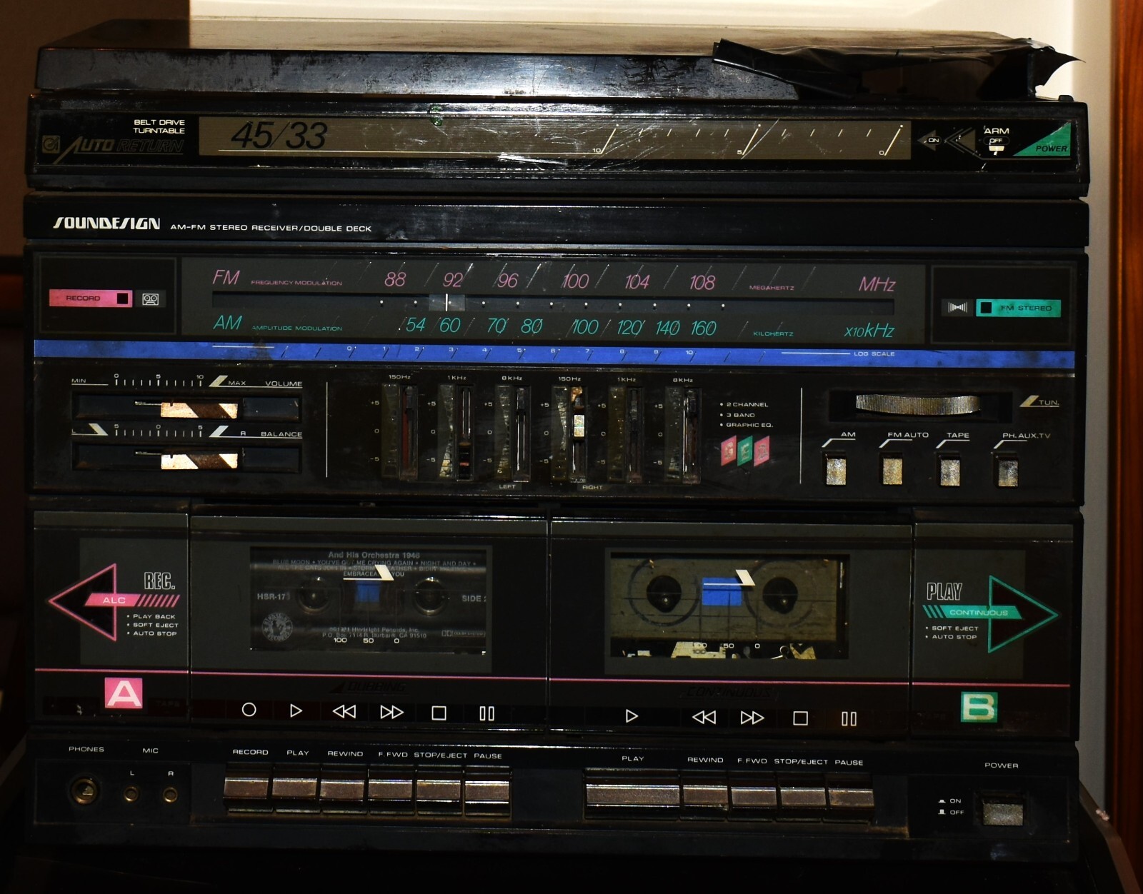 Vintage Sound Design Double Deck Cassette Recorder Stereo So