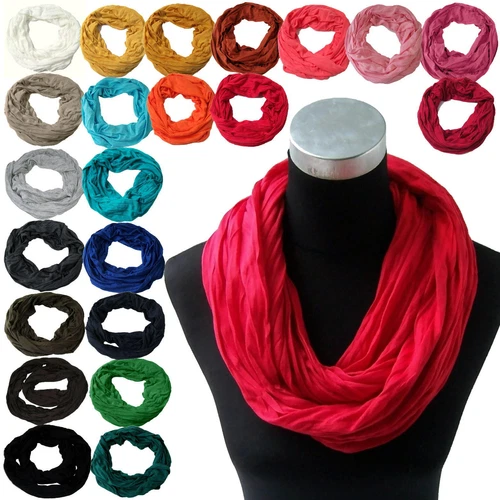 Loop runder Schal Rundschal Tuch Damen Herren Unifarben Baumwolle Schlauch TV22*