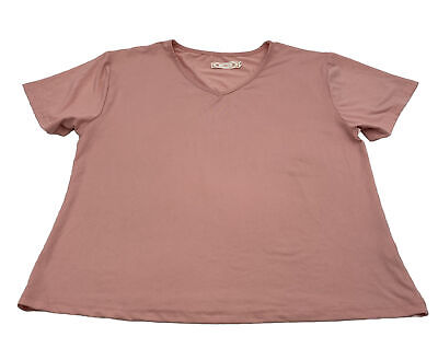 SHEIN Women's Pink Salmon Solid Short Sleeve T-Shirt, Pre-Owned, SZ Size  Medium